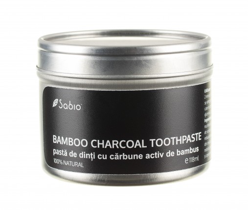 Pasta de dinti cu carbune activ din bambus (bamboo charcoal) Sabio Cosmetics - 118 ml